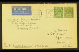 1929 FIRST AIRMAIL ACCEPTANCE FROM GREAT BRITAIN TO CUBA. (1 Feb) Cover Endorsed 'Per S.S. Deutschland, To New... - Otros & Sin Clasificación