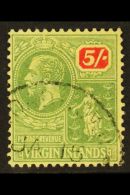 1922 5s Green And Red On Pale Yellow, SG 85, Very Fine Used. For More Images, Please Visit... - Iles Vièrges Britanniques