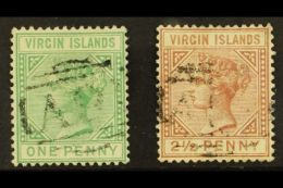 1879 1d Emerald Green And 2½d Red Brown, Wmk CC, SG 24/5, Very Fine Used (2 Stamps) For More Images, Please... - British Virgin Islands