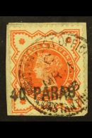 1893 40pa On ½d Vermilion, SG 7, On Small Piece Tied By Constantinople (MR 1 / 93) Cds. For More Images,... - Levant Britannique