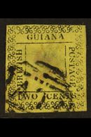 1862 2c Black On Yellow Border Type 12 With "C" FOR "O" IN POSTAGE Variety (position R. 4/6), SG 121d, Used,... - Guyana Britannica (...-1966)