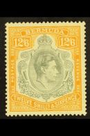 1938-53 12s6d Grey & Brownish Orange KGVI Key Plate Perf 14 Chalky Paper, SG 120a, Fine Mint, Usual Streaky... - Bermuda