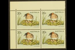 1978 20c Multicoloured "Little Grebe", Variety "yellow Omitted", SG 673a, Superb NHM Corner Block Of 4. For More... - Andere & Zonder Classificatie