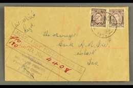 1944 ARMY COVER To Hobart Bearing 3d Pair Tied By APO 180 Cds With Aust Army Reg Cachet And Military Censor,... - Altri & Non Classificati