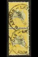 1915-27 5s Grey And Yellow, SG 42, Used Vertical Pair, Some Minor Faults, But With Clear Readable Postmarks (2... - Andere & Zonder Classificatie