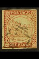 NEW SOUTH WALES 1850 1d Crimson- Lake On Hard Greyish Paper WITHOUT CLOUDS, SG 9c, Used With 4 Small To Large... - Otros & Sin Clasificación