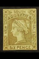 NEW SOUTH WALES 1852-53 6d Grey- Brown On Medium Bluish- Grey Paper, SG 76, Mint With Disturbed Gum With 4 Small... - Andere & Zonder Classificatie