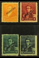 1892-5 3c Orange, 1p Lake, 2p Dark Green & 5p Dark Blue, MUESTRA Overprints, Scott 95, 103/5, Fine Mint (4)... - Andere & Zonder Classificatie
