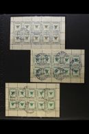 KORCE (KORITZA) FORGERIES 1917 Collection Of Complete Used Sheetlets Of Ten, Includes (first Issue Inscr... - Albania