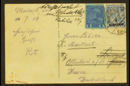 1914 MIXED FRANKING. (17 July) Picture Postcard To Germany, Redirected, Bearing Austrian PO's In Turkey 1914 1pi... - Albanie