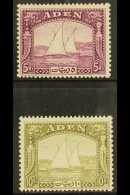 1937 5r Deep Purple And 10r Olive Green, Dhow Top Values, SG 11/12, Very Fine And Fresh Mint. (2 Stamps) For More... - Aden (1854-1963)