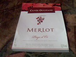 Etiiquette De Vin Neuve Vin De Pays D Oc Merlot Igp Cuvee Occitane - Languedoc-Roussillon