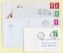 France  4 Lettres Avec Affranchissements Marianne De Briat - 1989-1996 Marianna Del Bicentenario