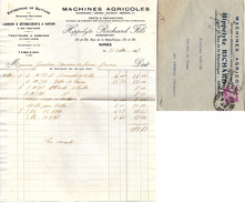 FACTURE 1933 BATTAGE LABOUR HIPPOLYTE RICHARD NIMES GARD MACHINES AGRICOLES - Agricultura