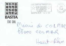 ST-L17 - FRANCE Lettre En Franchise Postale De La Mairie De Bastia Avec Flamme "300 Ans De Tradition St-Joseph 1995 - Cartas Civiles En Franquicia