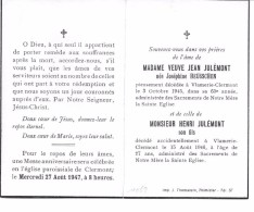 THIMISTER (4890) Vlamerie Décès De Mme Veuve Jean JULEMONT Née Joséphine HEUSSCHEN + Mer Henri JULEMONT - Thimister-Clermont