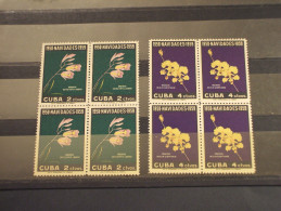 CUBA - 1958 NATALE/FIORE 2 VALORI, In Quartine(block Of Four)  - NUOVI(++) - Nuevos