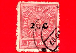 INDIA - TRAVANCORE - Usato - 1932 - Chiocciole E Lumache - Sovrastampa 2 Su 10 - Travancore