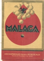 - étiquette 1940/70* - MALAGA  Archambeau Freres Bordeaux - Vino Rosso