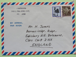 Japan 1992 Cover To England - Bird Crane Statue Temple - Lettres & Documents