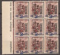 TYPO Nr. 272 In Blok Van 9 Met DUBBELDRUK & KANTDRUK (op 3 Zegels) ; Uiterst ZELDZAME Combinatie ! - Typo Precancels 1929-37 (Heraldic Lion)