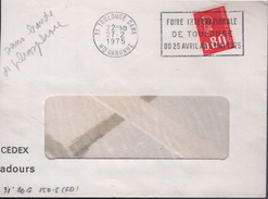 Lettre Avec Timbre N° 1816a 0,80 Béquet Rouge Variété: Sans Phosphore Oblit. 31 Toulouse Gare 27-2 1975 - Lettres & Documents