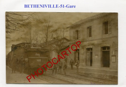 Gare-BETHENIVILLE-Locomotive-Train-CARTE PHOTO Allemande-Guerre 14-18-1 WK-FRANCE-51-Feldpost- - Bétheniville