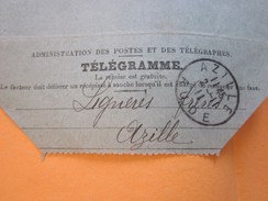 2-11-1911 De Montpeyroux Hérault Télégramme P.T.T Facture  M. Lignéres -Document Commercial Azilles Aude 14 Mots Lire.. - Télégraphes Et Téléphones