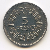 5 Francs   1935   Nickel - 5 Francs