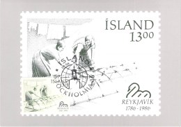 ISLANDE CARTE Maximum  NUM YVERT  609 REYKJAVIK 200 ANS - Cartoline Maximum