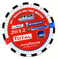 PROGRAMME INTELLIGENT DU 29eme RALLYE DES VINS MACON 2012 PLASTIQUE STYLE DISQUE DE STATIONNEMENT ETAT NEUF - Other & Unclassified