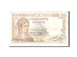 Billet, France, 50 Francs, 1938, 1938-04-28, TB+, Fayette:18.12, KM:85b - 50 F 1934-1940 ''Cérès''