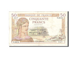 Billet, France, 50 Francs, 1938, 1938-04-28, TB+, Fayette:18.12, KM:85b - 50 F 1934-1940 ''Cérès''