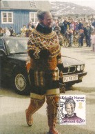Greenland 1997 25 Years Of Queen Margrethe II's Reign.Mi 300, Maximumcard - Oblitérés