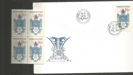 Lot De 4 Timbres Neufs + Enveloppe Avec  Cachet PRAHA 10/05/1991 - Briefe U. Dokumente