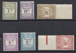 1926 - 1932  Algérie  N° Tx 15 à 20  Nf*. MH . Sauf 18 Nf** . Timbres Taxe - Timbres-taxe