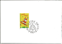 Carte De Voeux Avec Timbre Et Cachet  Année 1998 Sapin Père Noël - Año Nuevo