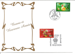 Carte De Voeux Avec Timbre Et Cachet  Année 2001 - Nieuwjaar