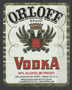 United States,  Vodka Orloff, '80s.-'90s. - Alcoholes Y Licores