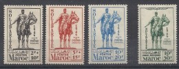 1946  Maroc N°  241 à  243 Et PA 59   Nf** . Au Profit Des Oeuvres De Solidarité. Statue équestre De Lyautey. - Neufs