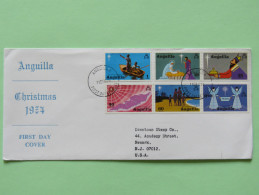 Anguilla 1974 FDC Cover To USA - Christmas - Boat Kings Star Angels Beach Nativity - Anguilla (1968-...)