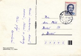 L0522 - Czechoslovakia (1991) 687 71 Bojkovice 1 (postcard) Tariff: 50h (stamp: V. Havel, Shift Blue Color - Value 50h!) - Plaatfouten En Curiosa