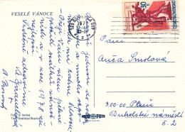 L0529 - Czechoslovakia (1977) 125 00 Praha 025 (2); (postcard) Tariff: 30h (October Soc. Revolution, Shift Perforation) - Abarten Und Kuriositäten