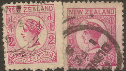 NZ 1873 1/2d Wmk Letters X 2 QV SG 151 U #WX55 - Gebruikt
