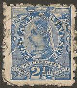 NZ 1882 2 1/2d Blue SSF QV P10 SG 220 U #WX57 - Gebraucht