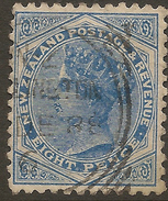 NZ 1882 8d Blue SSF QV SG 192 U #WX46 - Gebruikt