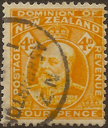 NZ 1909 4d Yellow KEVII SG 390a U #WQ217 - Usati