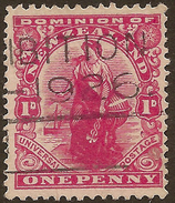 NZ 1909 1d Dominion Globe Flaw SG 406c U #WQ212 - Errors, Freaks & Oddities (EFO)