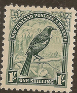 NZ 1935 1/- Tui P12.5 SG 588b HM #WQ288 - Unused Stamps