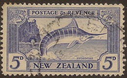 NZ 1935 5d Swordfish P12,5 SG 584b U #WQ124 - Usati